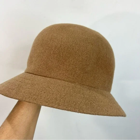 Vintage Aquascutum London classic preppy tan wool blend Kangol Adela bucket hat - Picture 5 of 15